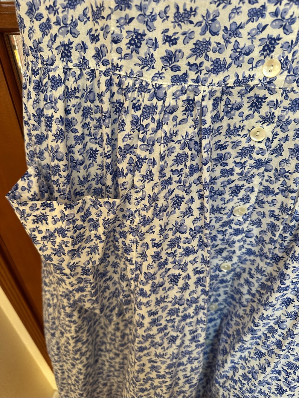 April Cornell Blue and White Floral Midi Dress with pockets - Picture 6 of 8